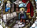 Franz von Sales in der Krise 3: 
Glasfenster (Ausschnitt) in der Wallfahrtskirche Maria Bründl in Bad Leonfelden, Österreich