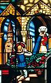 Franz von Sales in der Krise betet vor der Marienstatue von Saint Etienne de Gres, Ausschnitt aus dem Kirchenfenster der Basilika der Heimsuchung von Annecy, Frankreich