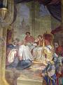Besuch bei Papst Clemens VIII in Rom und Bischofprüfung, Gemälde von Giacomo und Francesco Giovannnini in der Kathedrale von Asti, Italien.