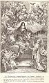 Vinzenz von Paul, rechts unten, sieht die Begegnung von Franz von Sales und Johanna Franziska von Chantal im Himmel. Stich von Jacques Sortino, Annales Salesiennes 20,309