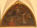 Vinzenz von Paul, rechts unten, sieht die Begegnung von Franz von Sales und Johanna Franziska von Chantal im Himmel. Gemälde im ehemaligen Heimsuchungskloster von Vercelli, Italien