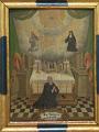 Ex Voto Bild 1753: Franz von Sales und Johanna Franziska von Chantal haben geholfen. Gemälde im Heimsuchungskloster von Fribourg, Schweiz