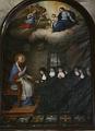 Franz von Sales übergibt Johanna Franziska von Chantal die Ordensregeln. Gemälde im Heimsuchungskloster von Nevers, Frankreich