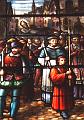 Der Sarg mit dem Leichnam von Franz erreicht Annecy. Glasfenster in der Pfarrkirche von Seysell, Frankreich
