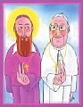 Franz von Sales und Papst Franziskus, Gemälde von Michael O'Neill McGrath osfs, USA - BeeStill-Studio, www.beestill.org